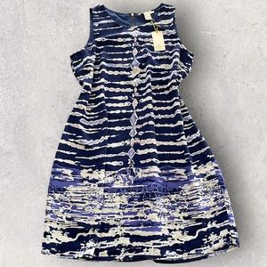 Saint Tropez West Blue Chiffon Sleeveless Shift Dress Size 8